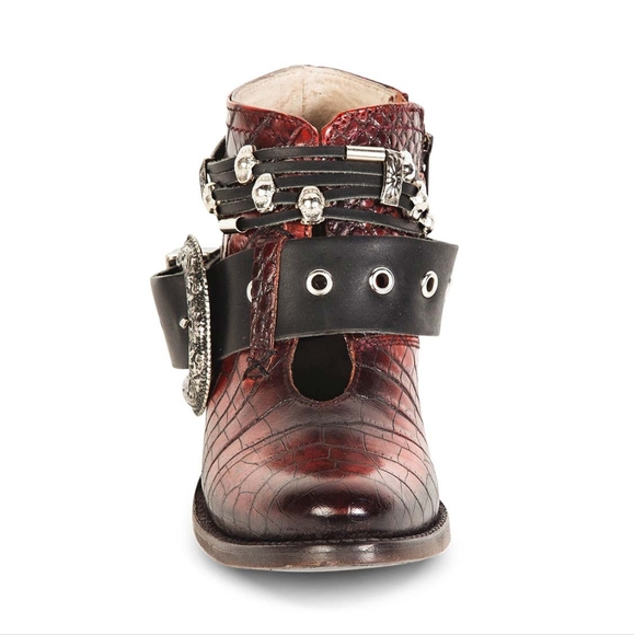 NWT Freebird by Steven Saloon Red Croco Leather Western Ankle Booties - Picture 4 of 9